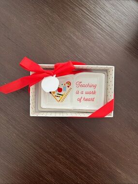 Teaching Is a Work of Heart Ceramic Trinket Dish - Red Accent